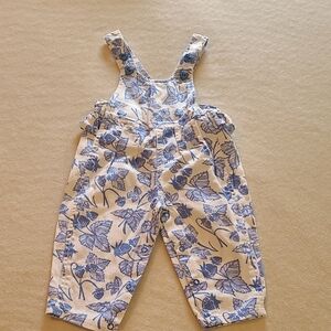 Vintage Blue Leaves And Strawberries Kids Overalls Size 18 Months Happy Kids